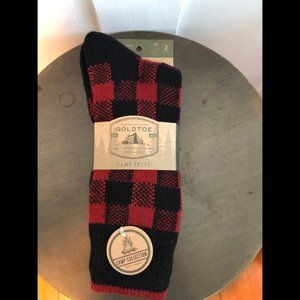 GOLDTOE Men's 2 Pair Midweight Black/Red Champ Socks Shoe Size 6-12.5